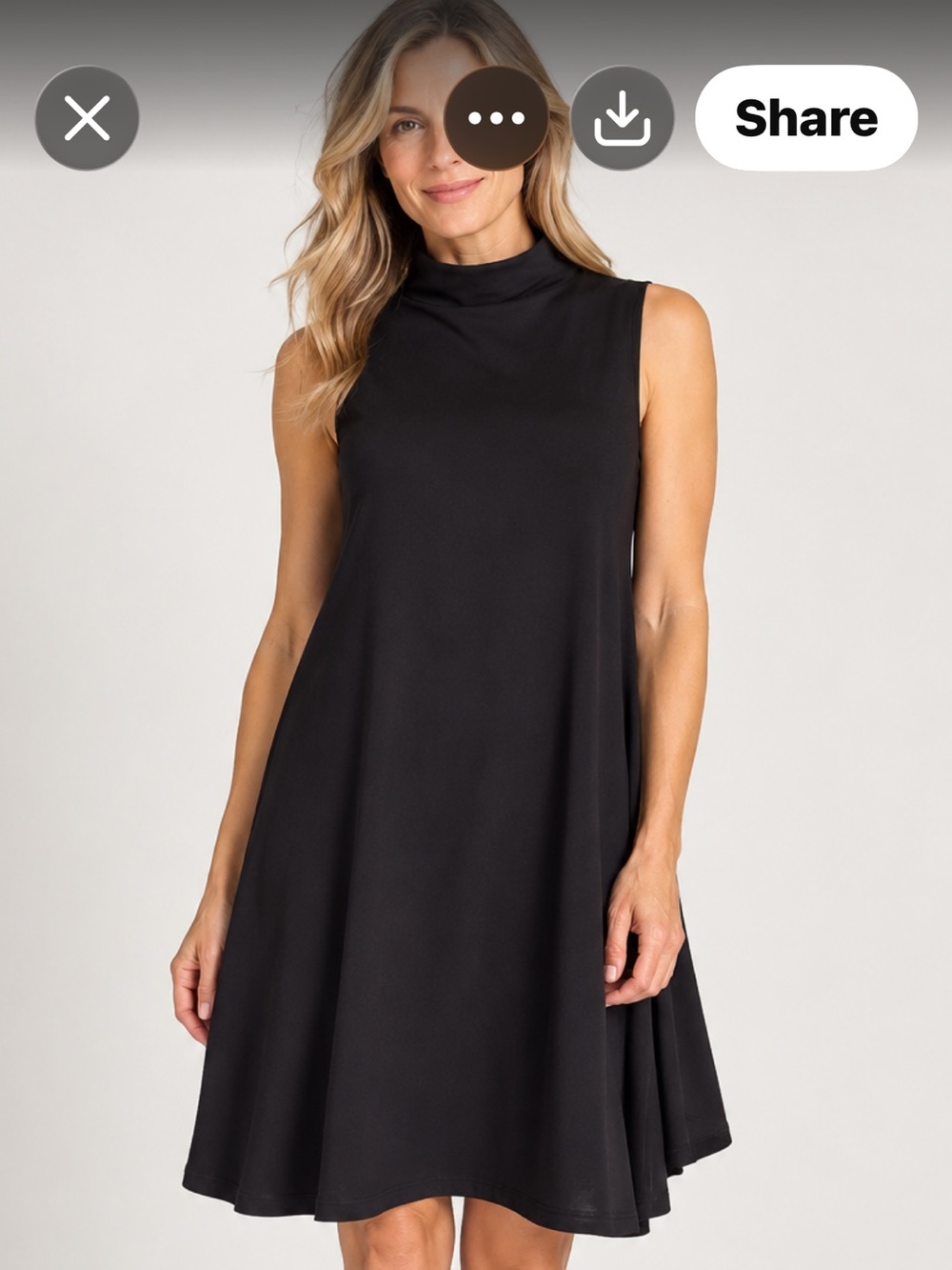 Sleeveless Mock Neck Shift Dress - Black
